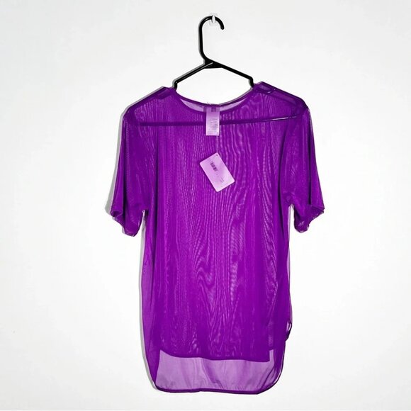 NWT Wolford Tulle Round Neck T-Shirt in purple amethyst size small - Picture 3 of 6